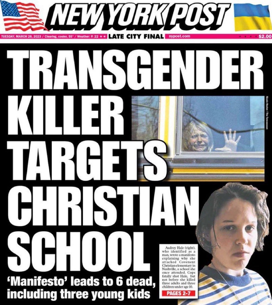 Dorsey Girl 😷 on Twitter: "@nypost Congratulations @nypost unhinged  headlines like this will result in more attacks on transgendered and LGBTQ  people today.... Then again maybe that is what you want." / Twitter