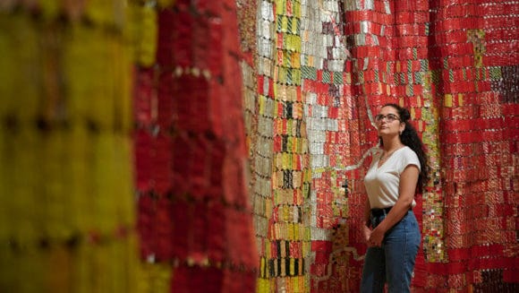 Images: Edinburgh landmark transformed into epic canvas for art show: El Anatsui 3 (credit maverick photo agency)