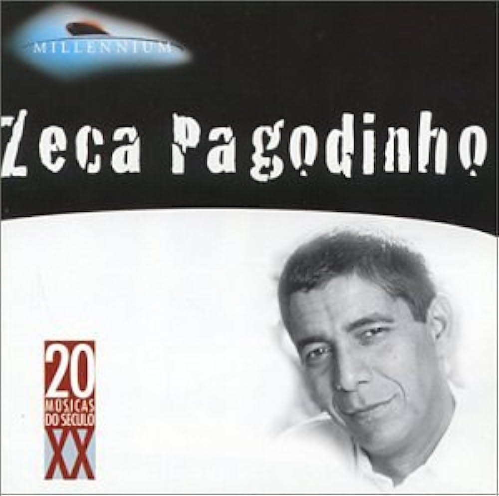 capa de um disco de zeca pagodinho com uma arte branco e preto. o nome do cantor aparece na parte de cima e abaixo, uma foto do cantor em preto e branco também.