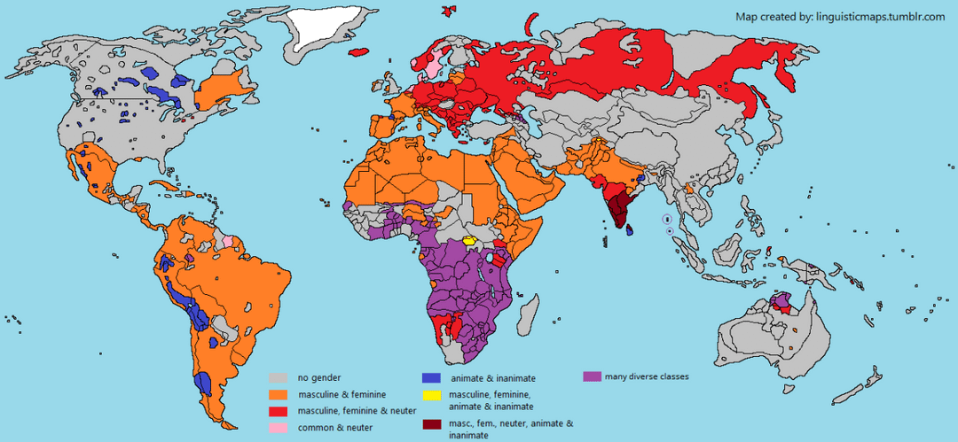 languages with grammatical gender : r/MapPorn