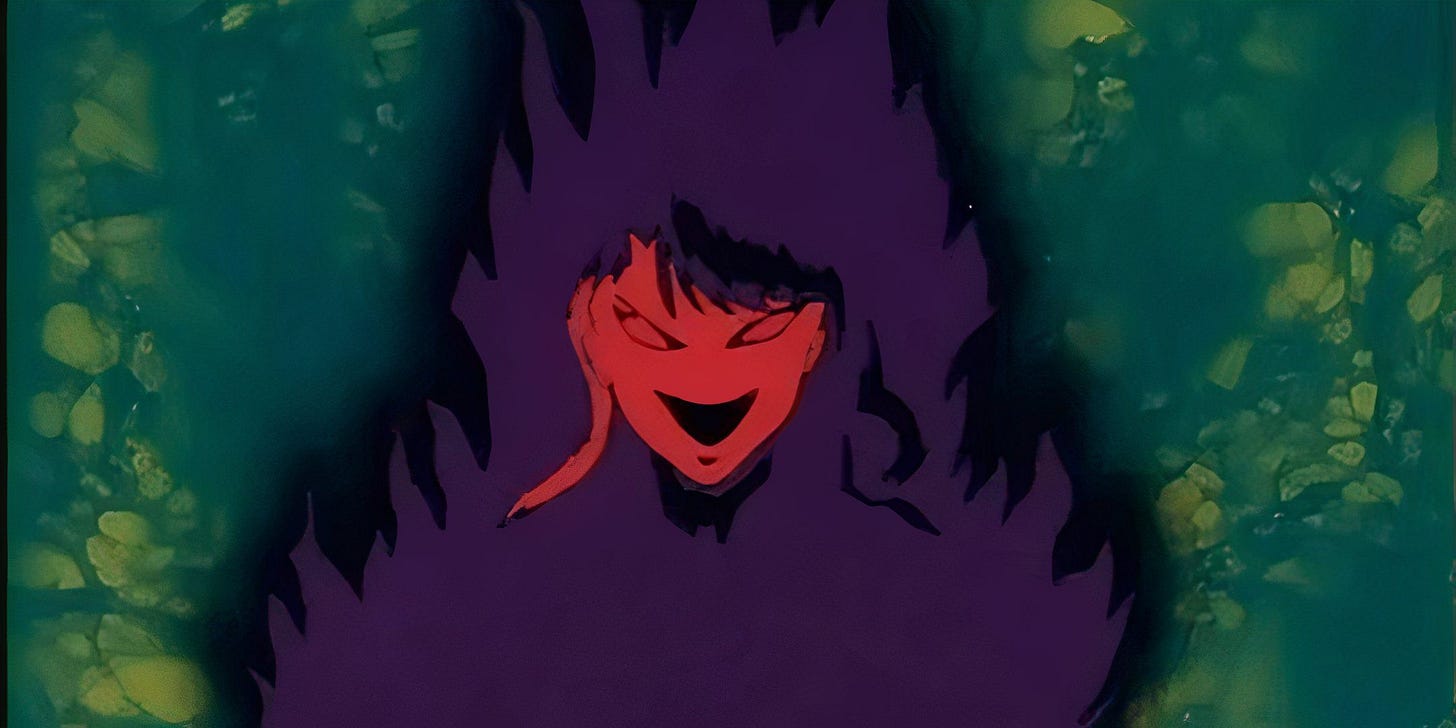 Nephrite's Soul Shadow in Sailor Moon Season 1 se ríe ominosamente