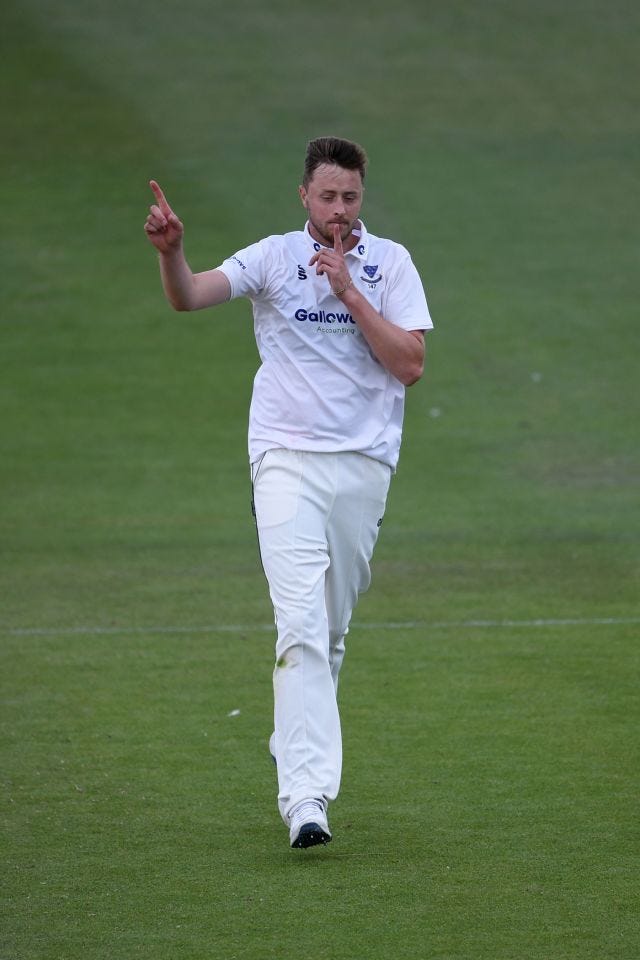 Ollie Robinson celebrates another scalp