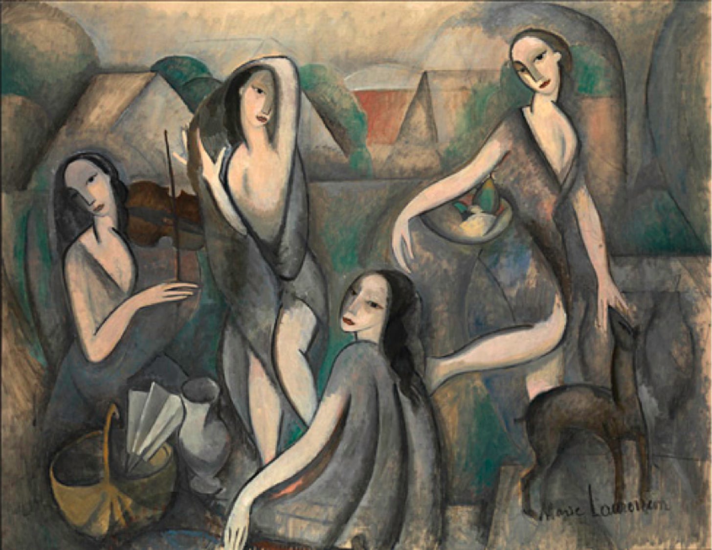 File:Marie Laurencin, 1910-11, Les jeunes filles, Jeune Femmes (Young  Girls), oil on canvas, 115 x 146 cm, Moderna Museet, Stockholm.jpg -  Wikipedia