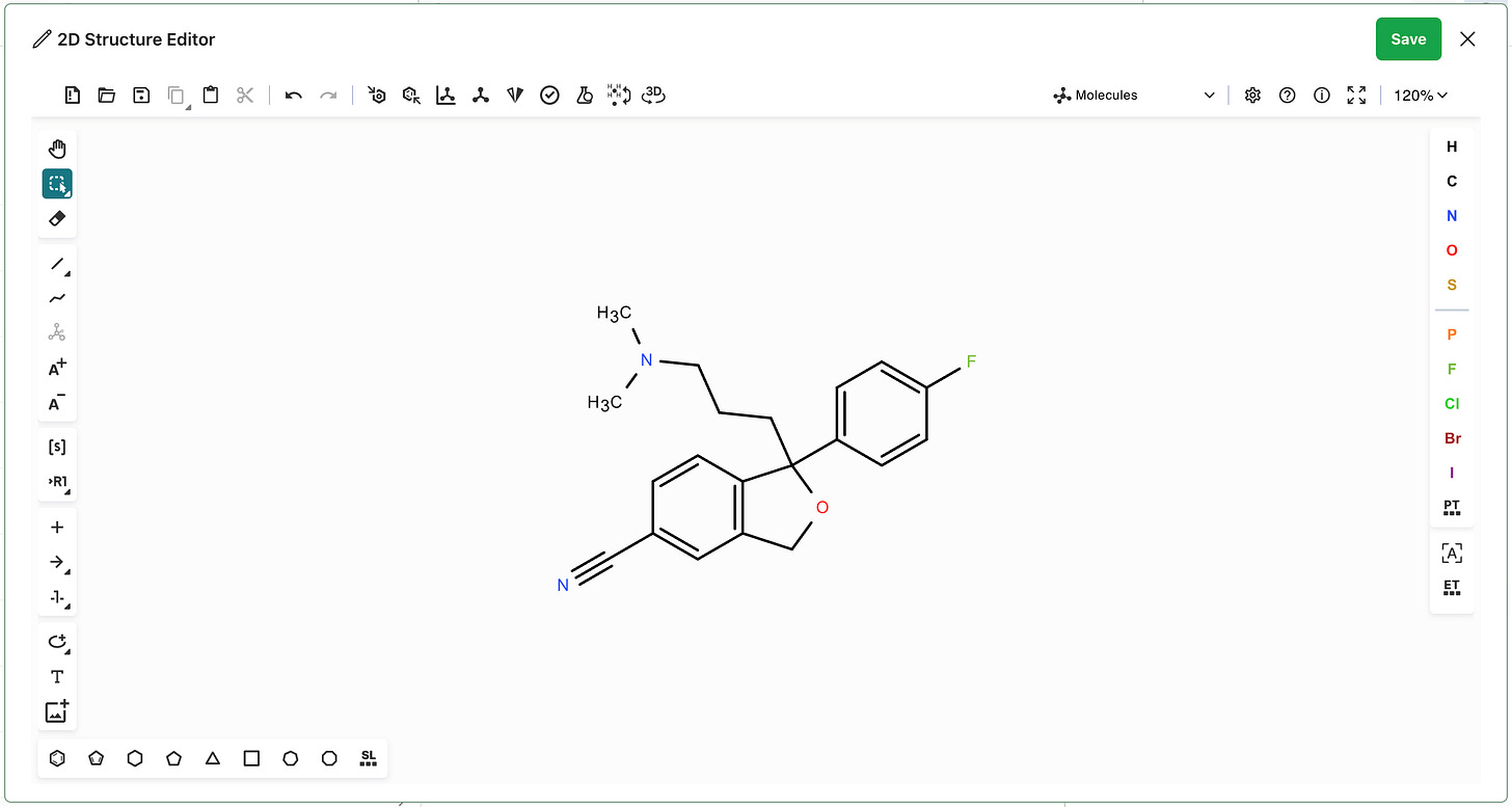 Rowan's 2D molecular structure drawing interface