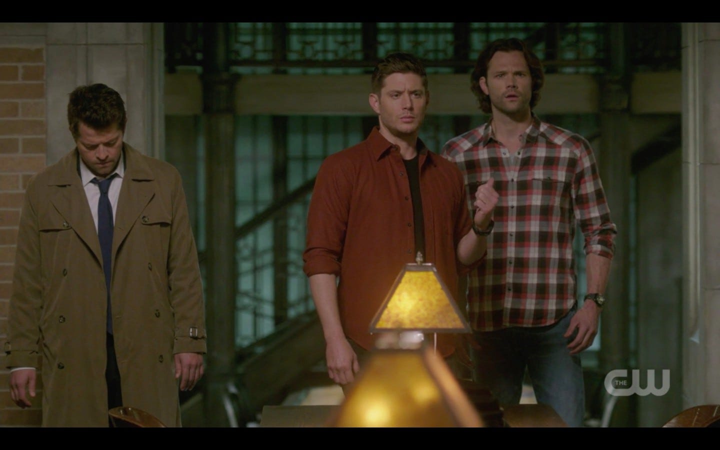 sam dean winchester with castiel at library supernatural 1321