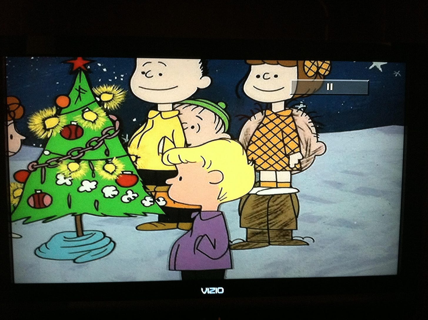 In the 1965 "A Charlie Brown Christmas", there is a single frame of  animation that is out of sequence causing the two background characters to  appear in the middle layer and cover