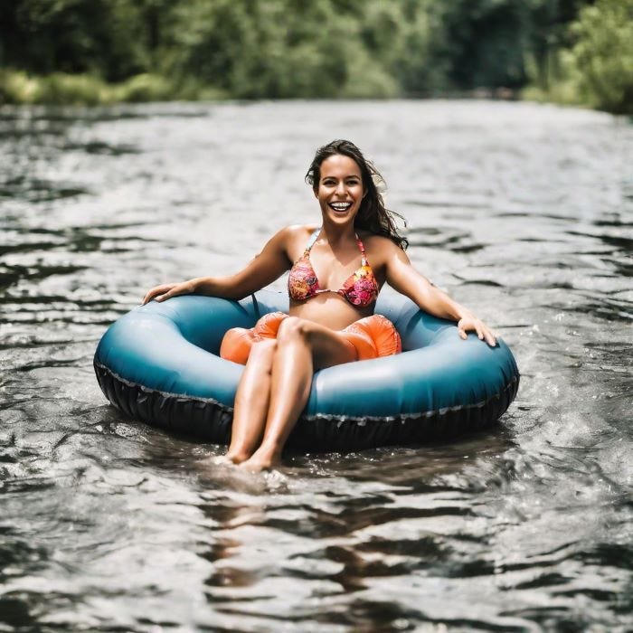 Woman Enjoying Tubing