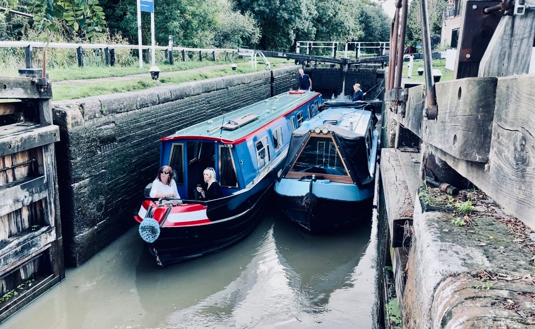 Narrowboats are long and narrow, designed to fit comfortably within the confines of the canals, under bridges, in the locks and through tunnels.