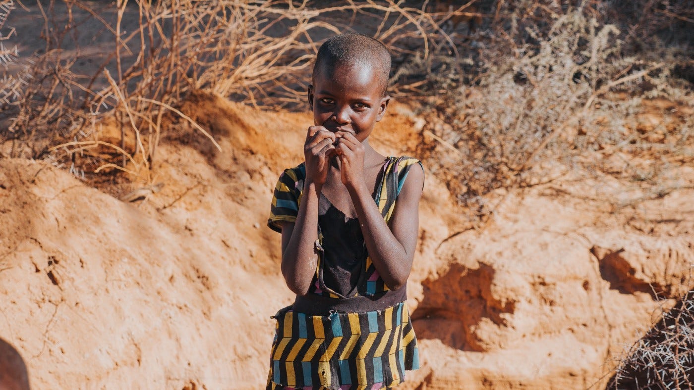 African kid in a drought hit region