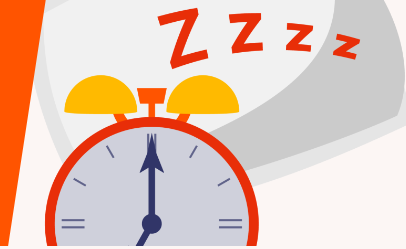 A cartoon image of a clock with zzzz floating up next to it to the upper right.