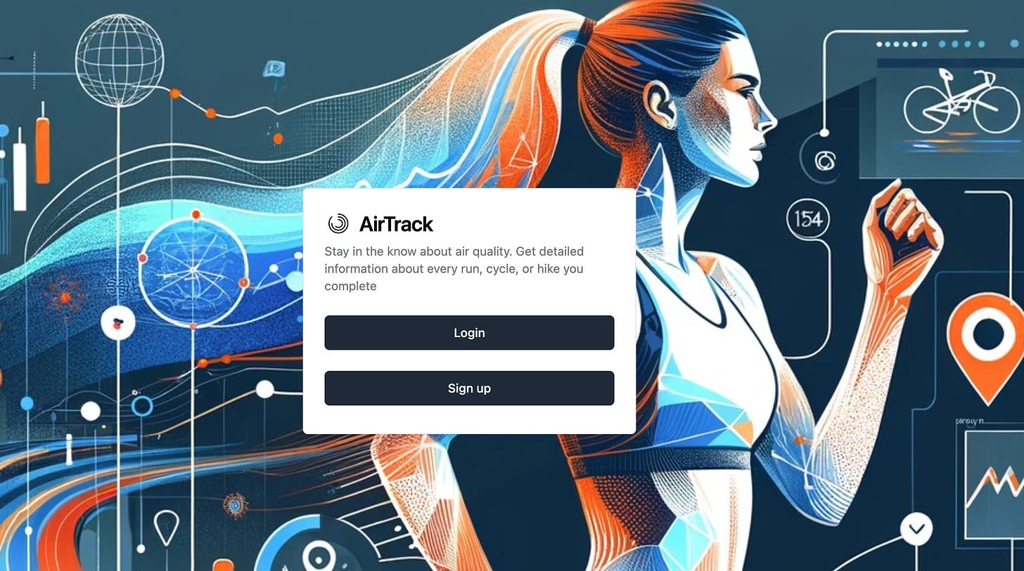 Landing page for AirTrack