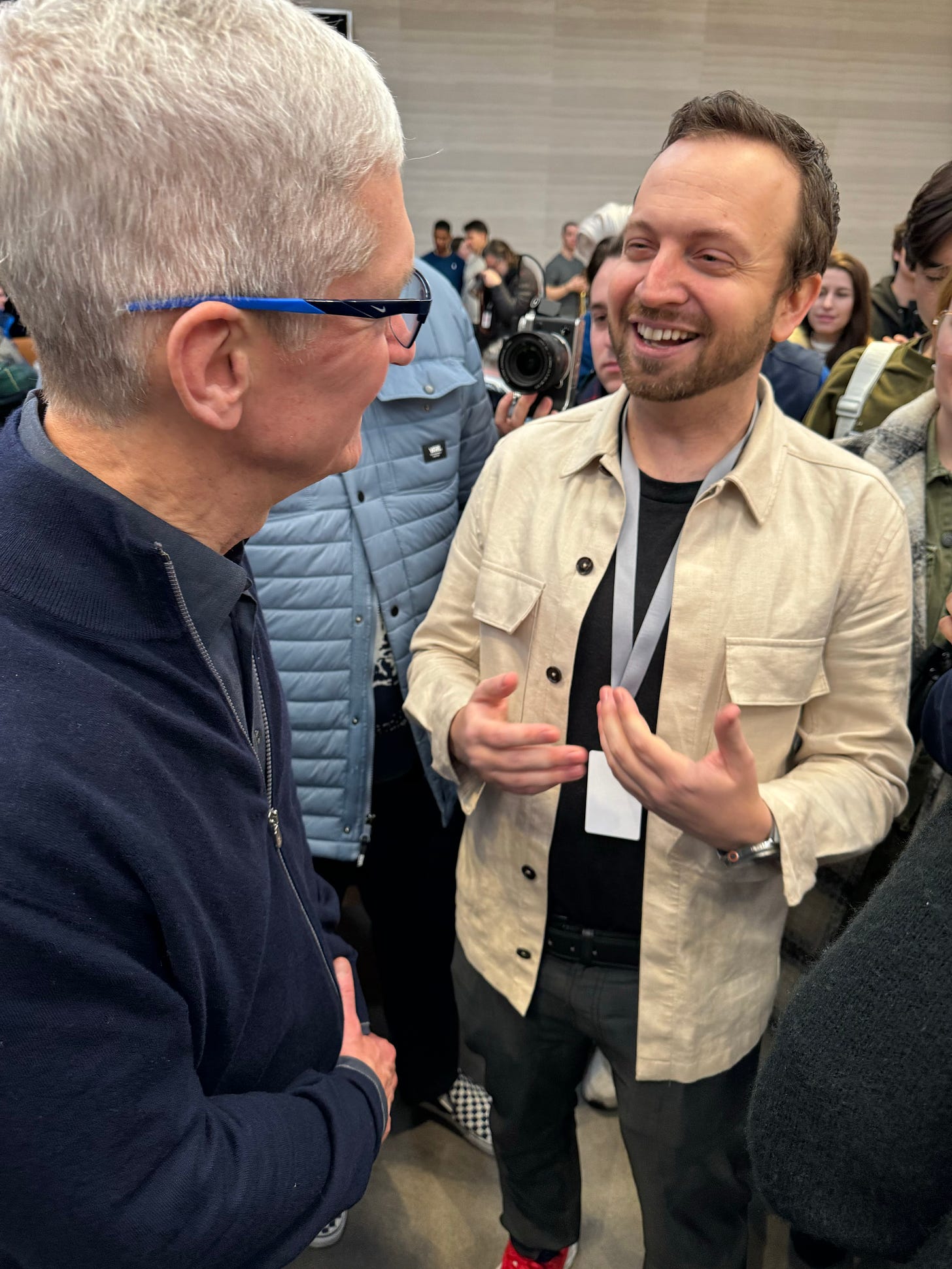 Tim Cook and Matt Swider at the Apple Store for the Vision Pro launch