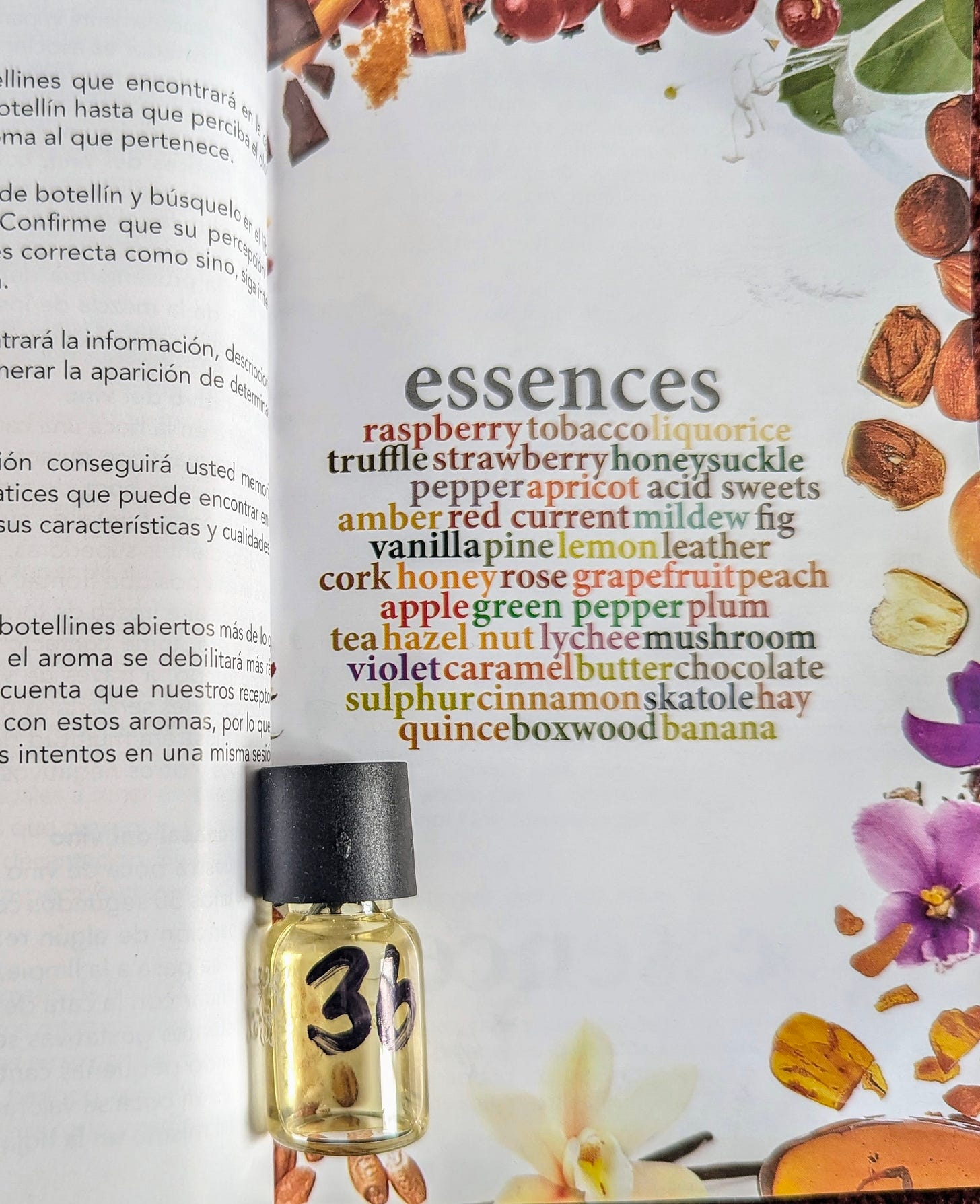 Essences in the wine appreciation kit