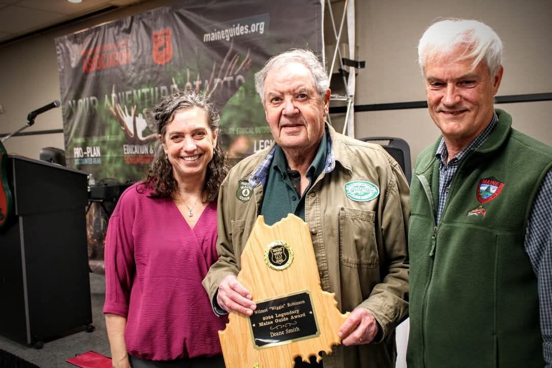 Award Recipient Deane Smith (center) with MDIFW Commissioner Judy Camuso (left) and MDIFW Deputy Commissioner Tim Peabody (right) Award Recipient Deane Smith (center) with MDIFW Commissioner Judy Camuso (left) and MDIFW Deputy Commissioner Tim Peabody (right)