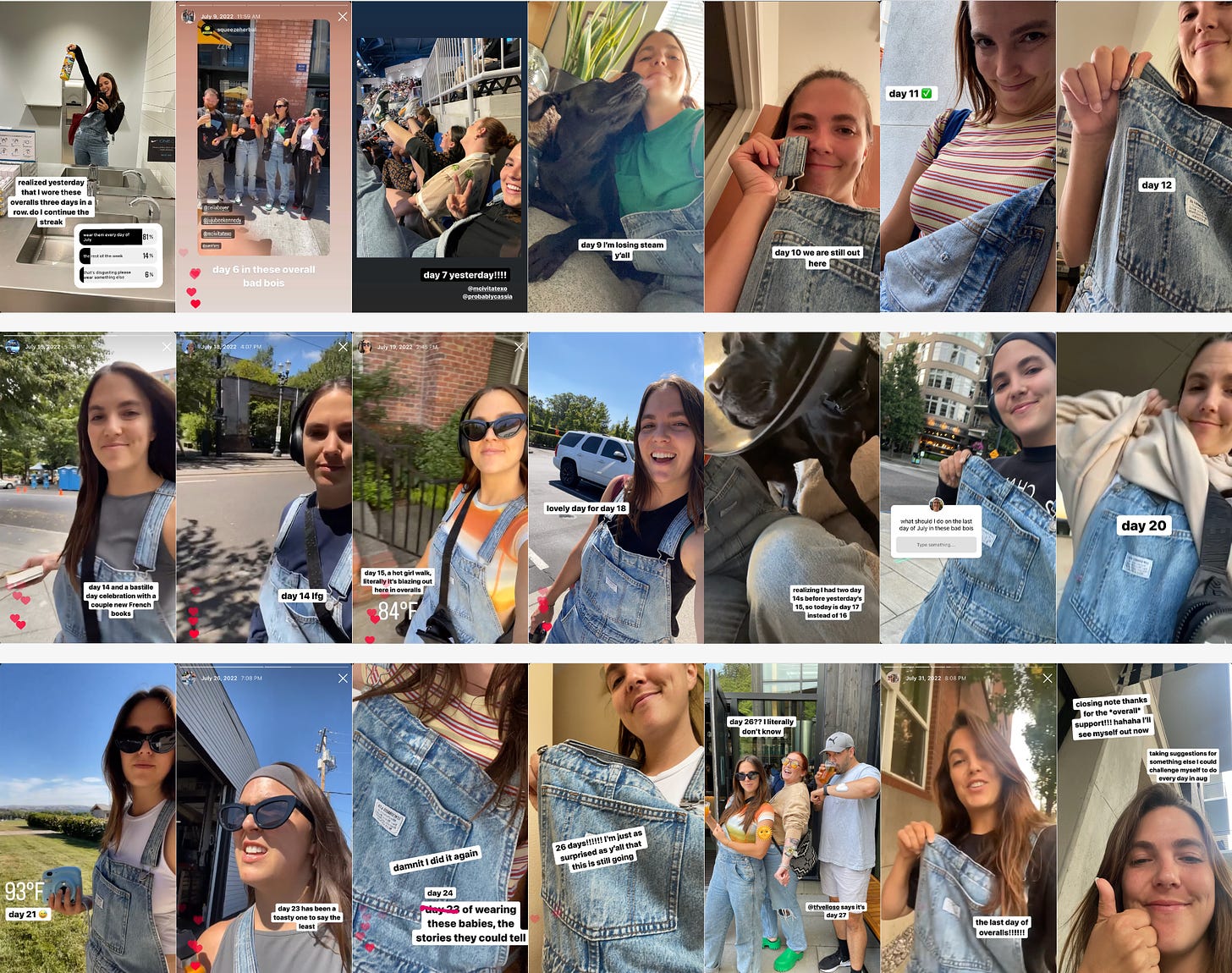 Screenshots of almost all my IG Stories ft. daily updates about The Overalls.