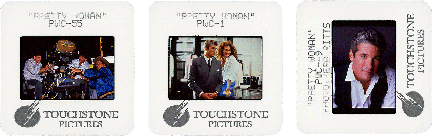 PRETTY WOMAN slides; right photo by Herb Ritts, courtesy of Touchtone Pictures