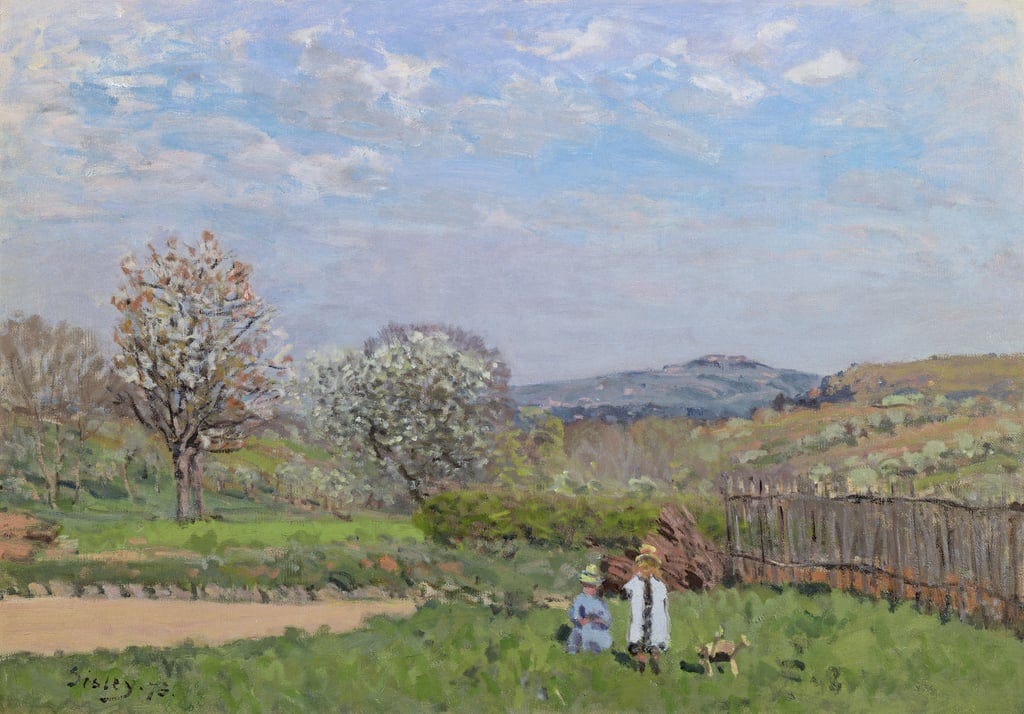 Children playing in the Meadow by Alfred Sisley