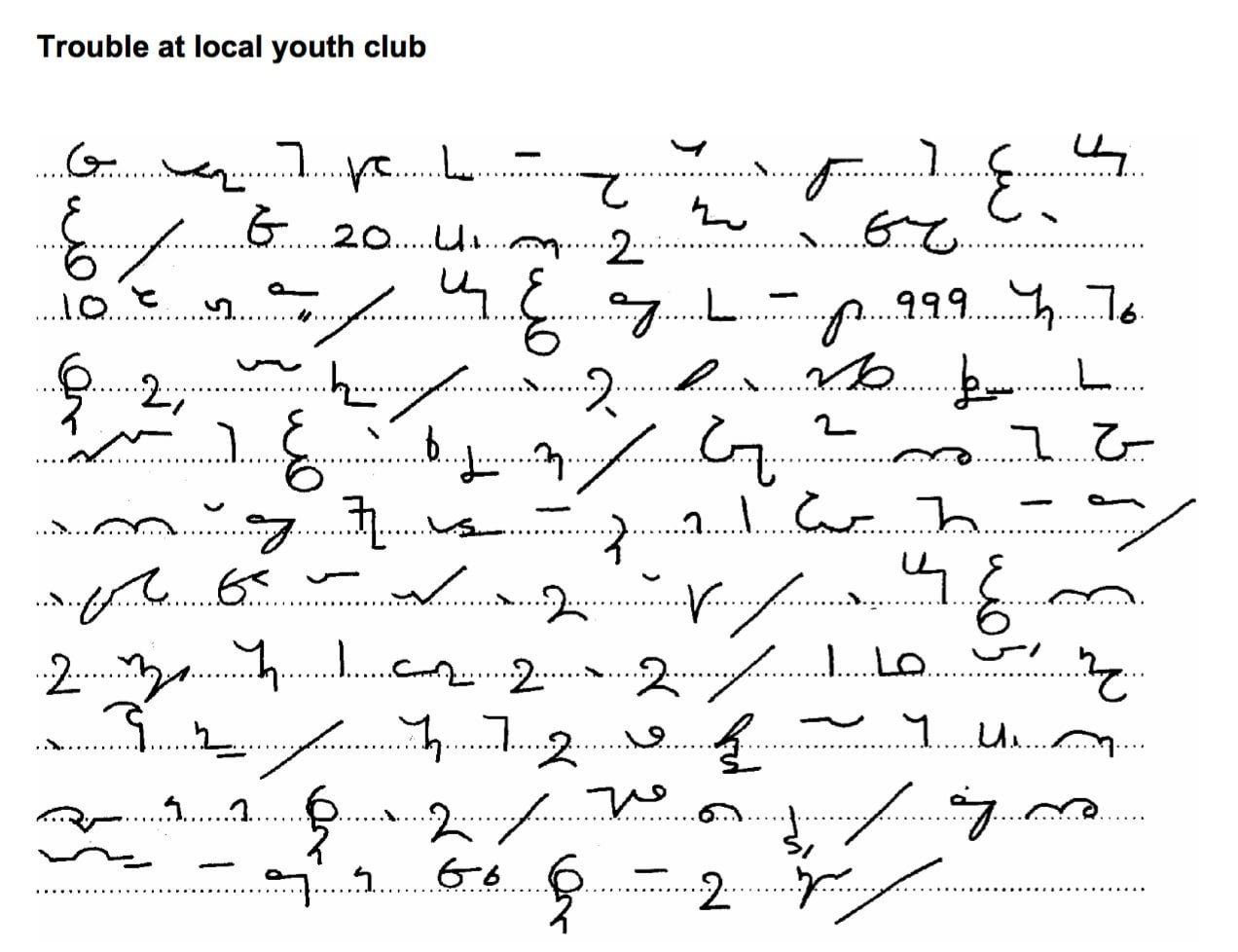 Another post. Someone with teeline skills mind to correct? : shorthand