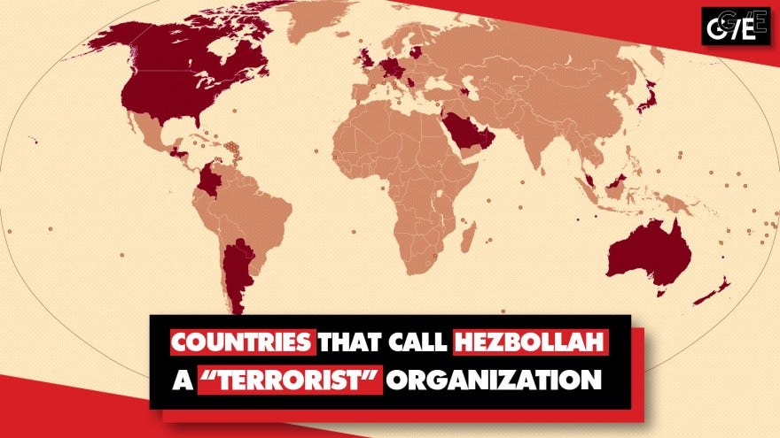 countries recognize Hezbollah terrorist organization map