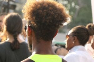 Black man seen from behind