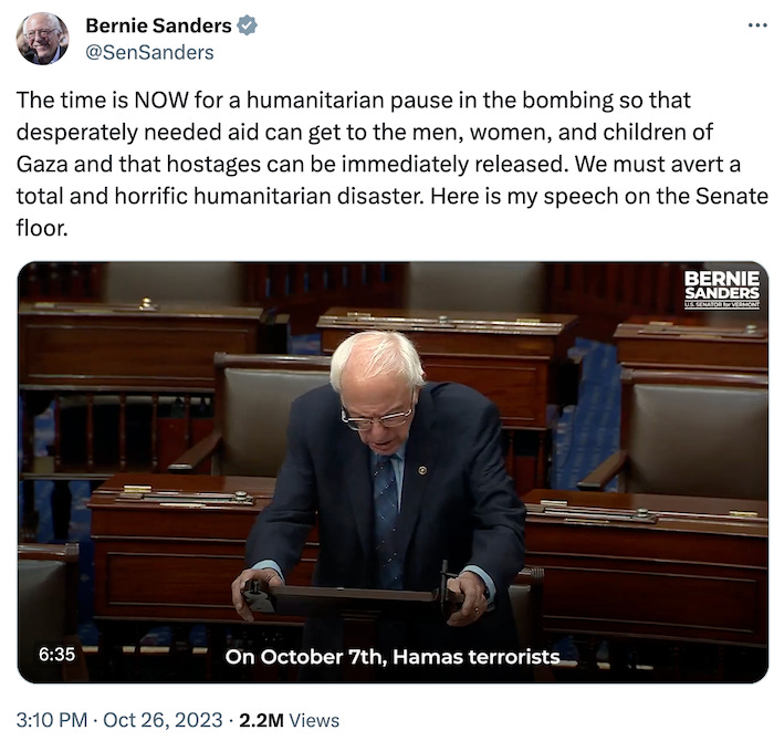 The time is NOW for a humanitarian pause in the bombing so that desperately needed aid can get to the men, women, and children of Gaza and that hostages can be immediately released. We must avert a total and horrific humanitarian disaster. Here is my speech on the Senate floor.