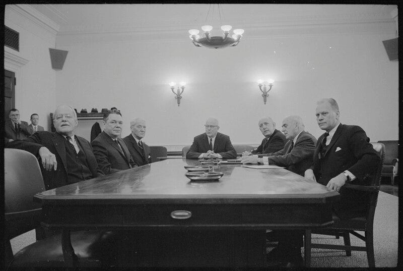 File:Members of the Warren Commission gathered around a table.tif