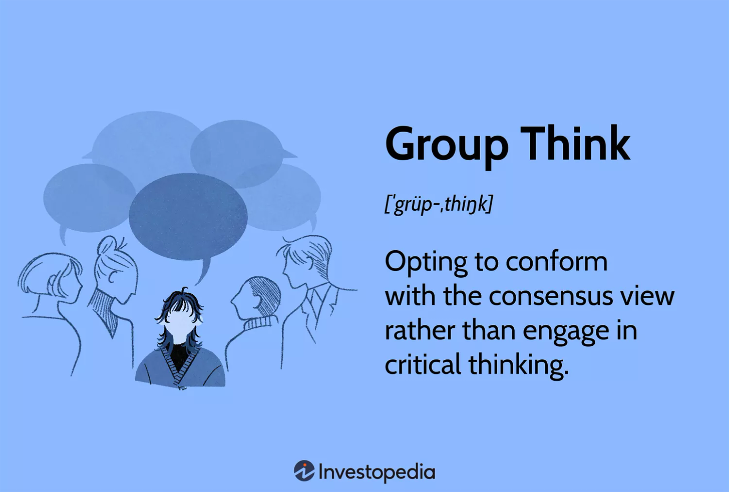 Groupthink: Opting to conform with the consensus view rather than engage in critical thinking.