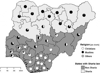 A map of Sharia & Non-Sharia split in Nigeria