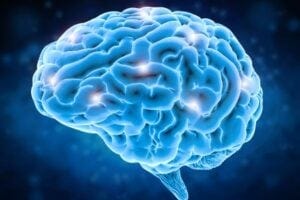 glowing blue brain