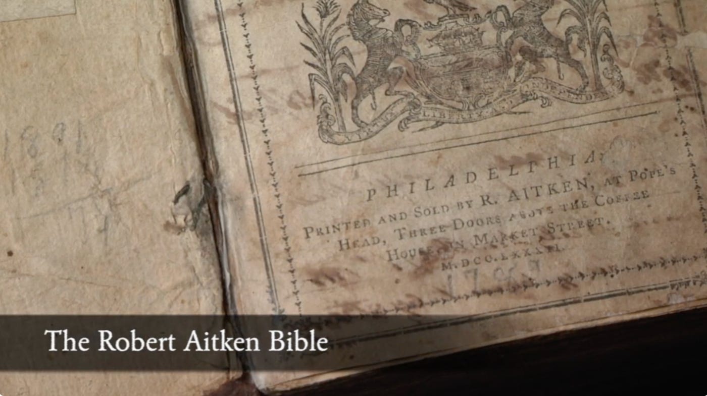 Tennessee declares Aitken Bible one of its "official state books"