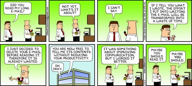 Communication issues | Humor, Dilbert comics, Funny emails