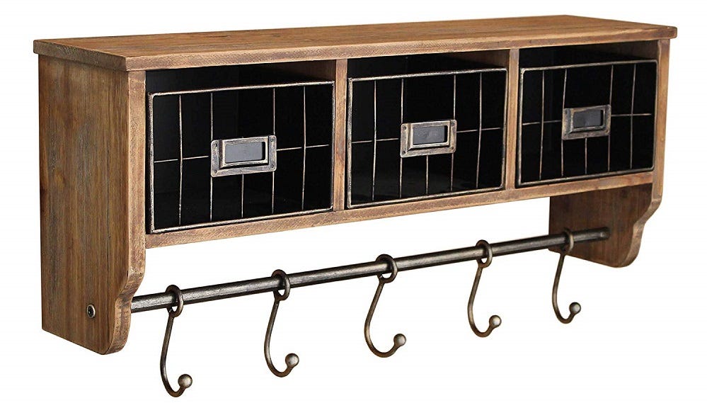 ustic Coat Rack Wall Mounted Shelf with Hooks & Baskets hottest 2019 holiday home gifts