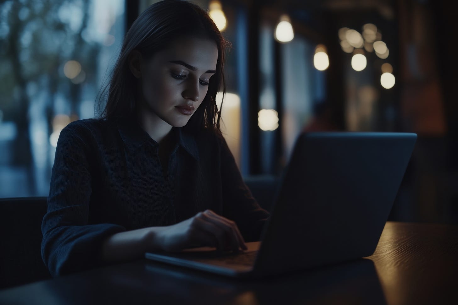 Young woman working in a cafe.