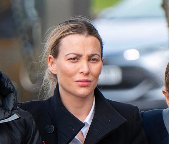 Laura McPherson arrives at Derby Crown Court today. The 35-year-old told company director Jon Leonard that she had cervical, ovarian, colon, bowel and breast cancer