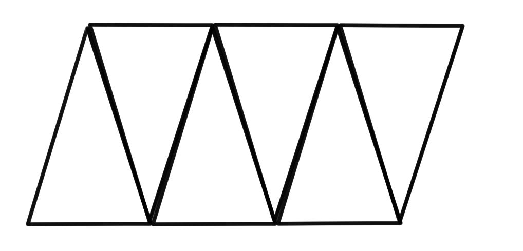 Triangles with their bases adjacent to the next one, displaying that the negative space between the two is also a triangle