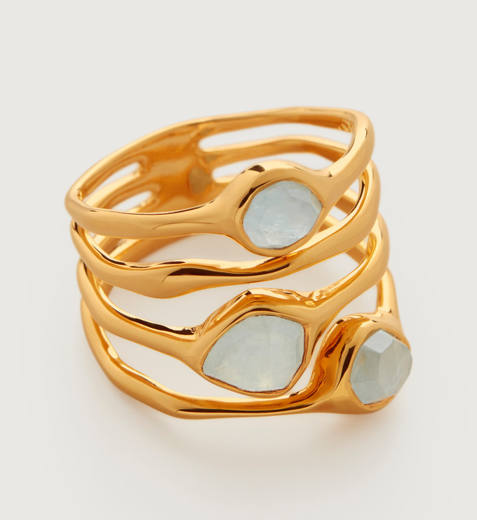 Gold Vermeil Siren Cluster Cocktail Ring - Aquamarine - Monica Vinader