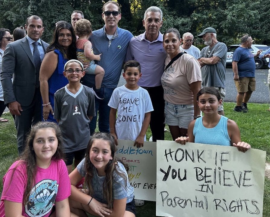 Parents protesting against attempts to stop them learning children are trans.