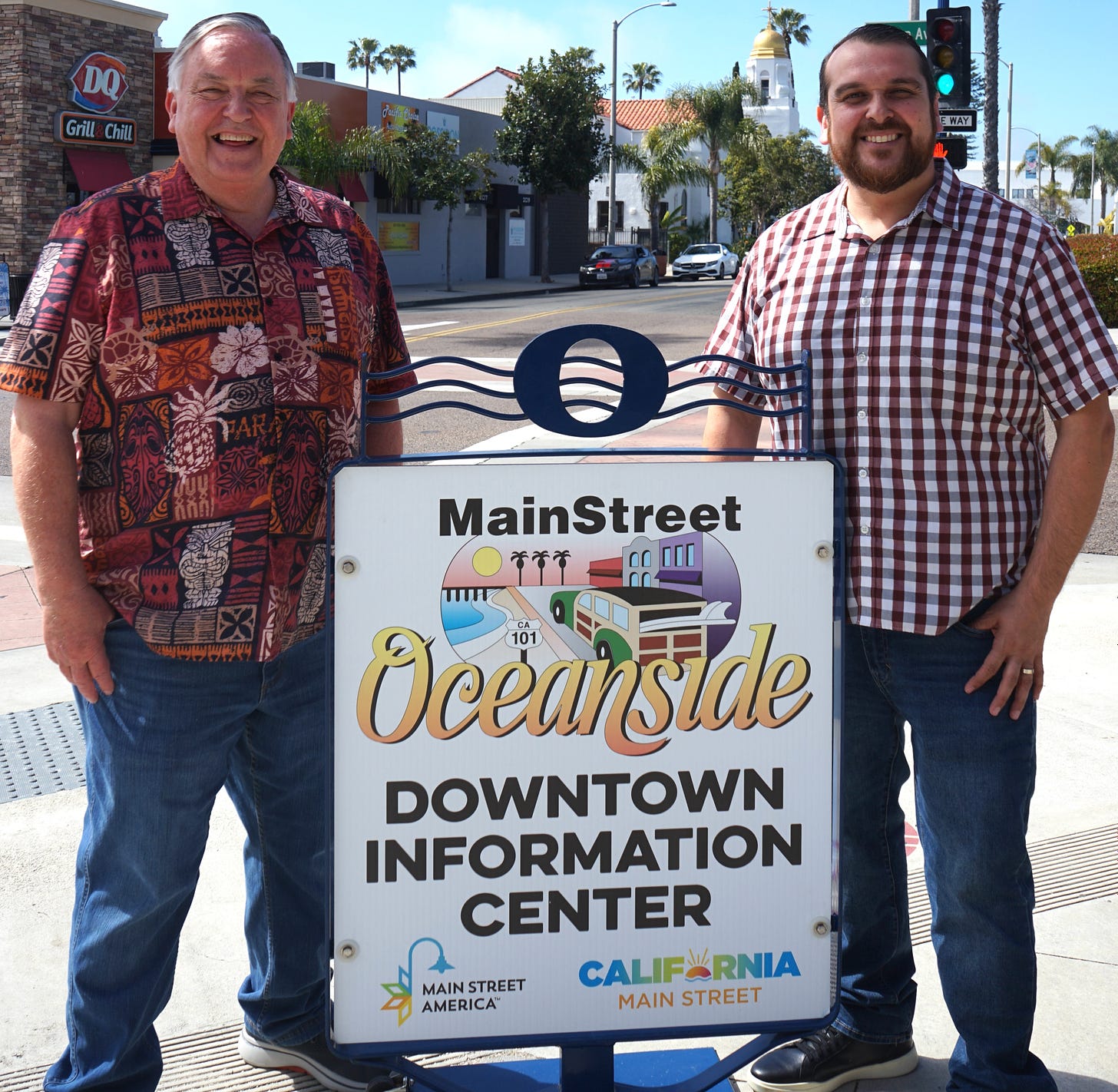 Rick Wright, left, retired as the chief executive officer of the Oceanside MainStreet organization earlier this month. Gumaro Escrcega, right, takes over to lead the nonprofit into the future. Courtesy image