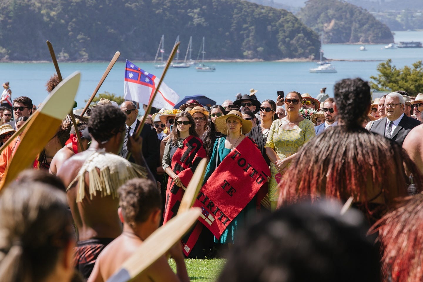 Image of leaders at Waitangi, does not contain Christopher Luxon, because he wasn't there.