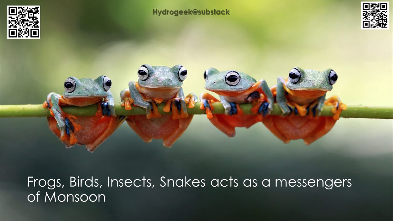 Frogs, Birds, Insects, Snakes acts as a messengers of Monsoon