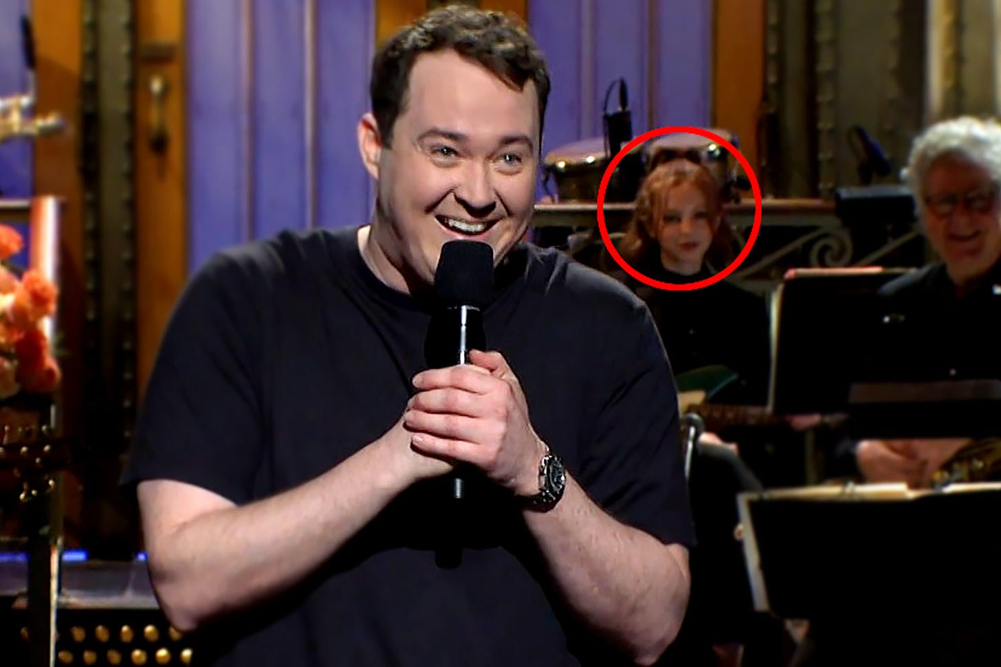 Shane Gillis fans spot SNL band member Maddie Rice 'staring daggers' at him  on stage as he's welcomed back after firing | The US Sun