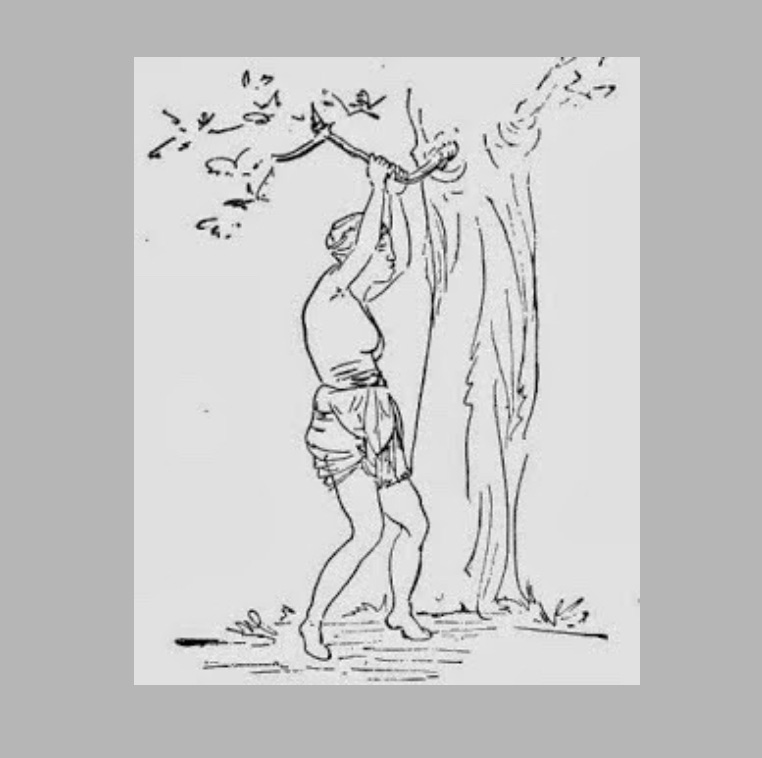 laboring mother holding onto a tree for support