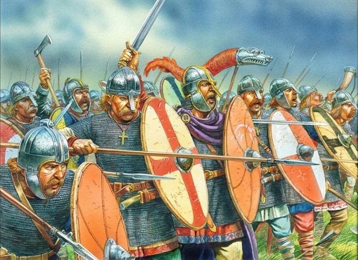 This may contain: a group of men in armor standing next to each other