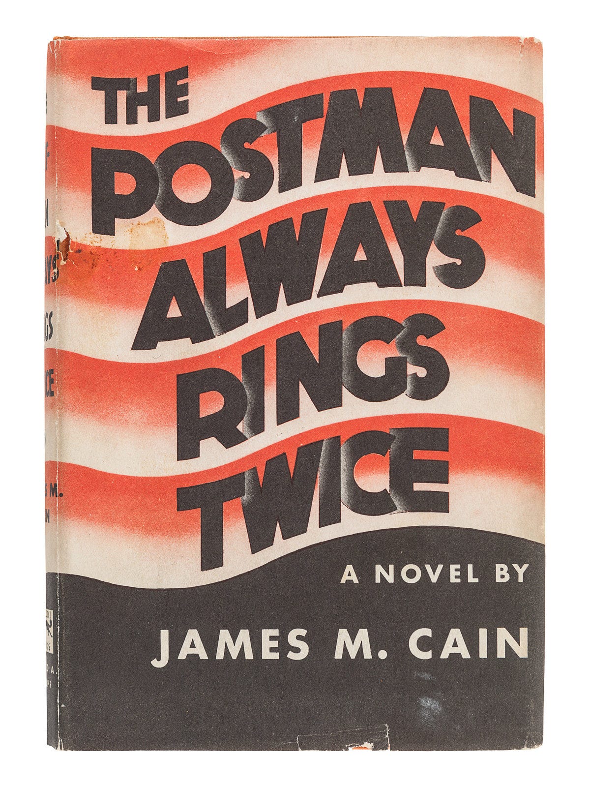 CAIN, James Mallahan (1892-1977). The Postman Always Rings Twice. New York:  Alfred A. Knopf, 1934.