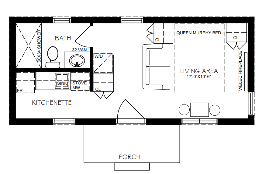 A floorplan depicting one of Brauer's "Living Pods" homes