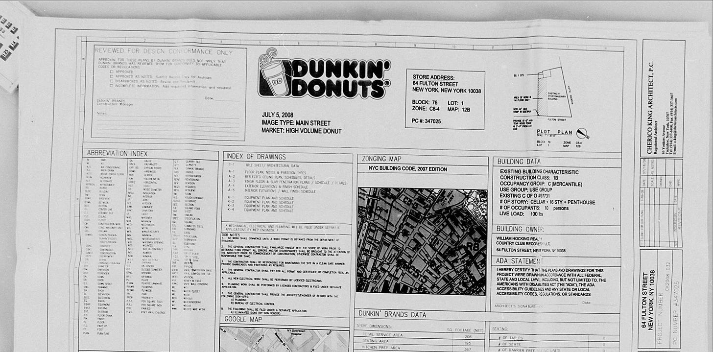 Departments of Buildings documents of Dunkin' Donuts