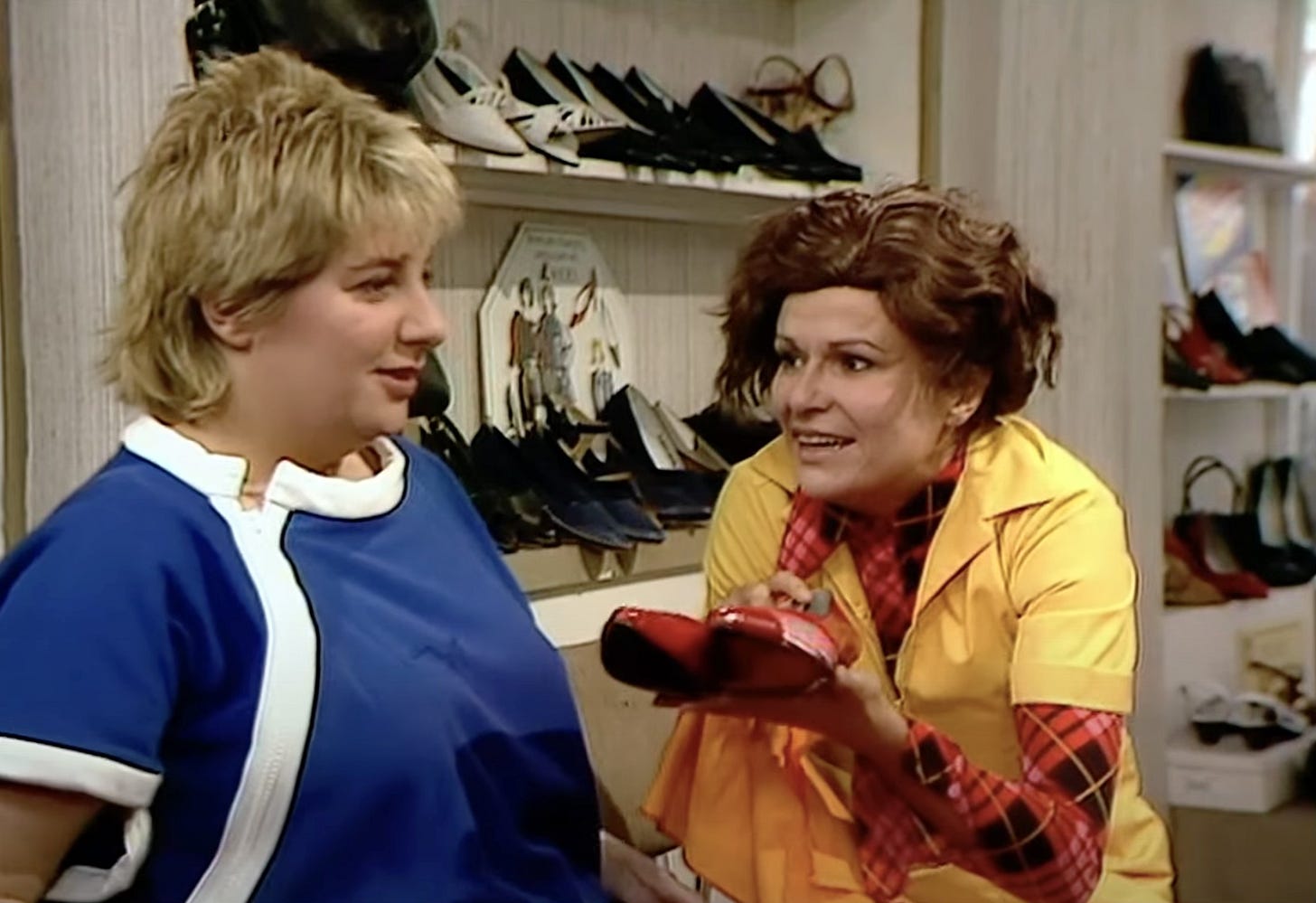 Victoria Wood and Julie Walters in the Shoe Shop sketch