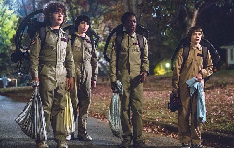 strangers things boys go for ghostbusters halloween costumes