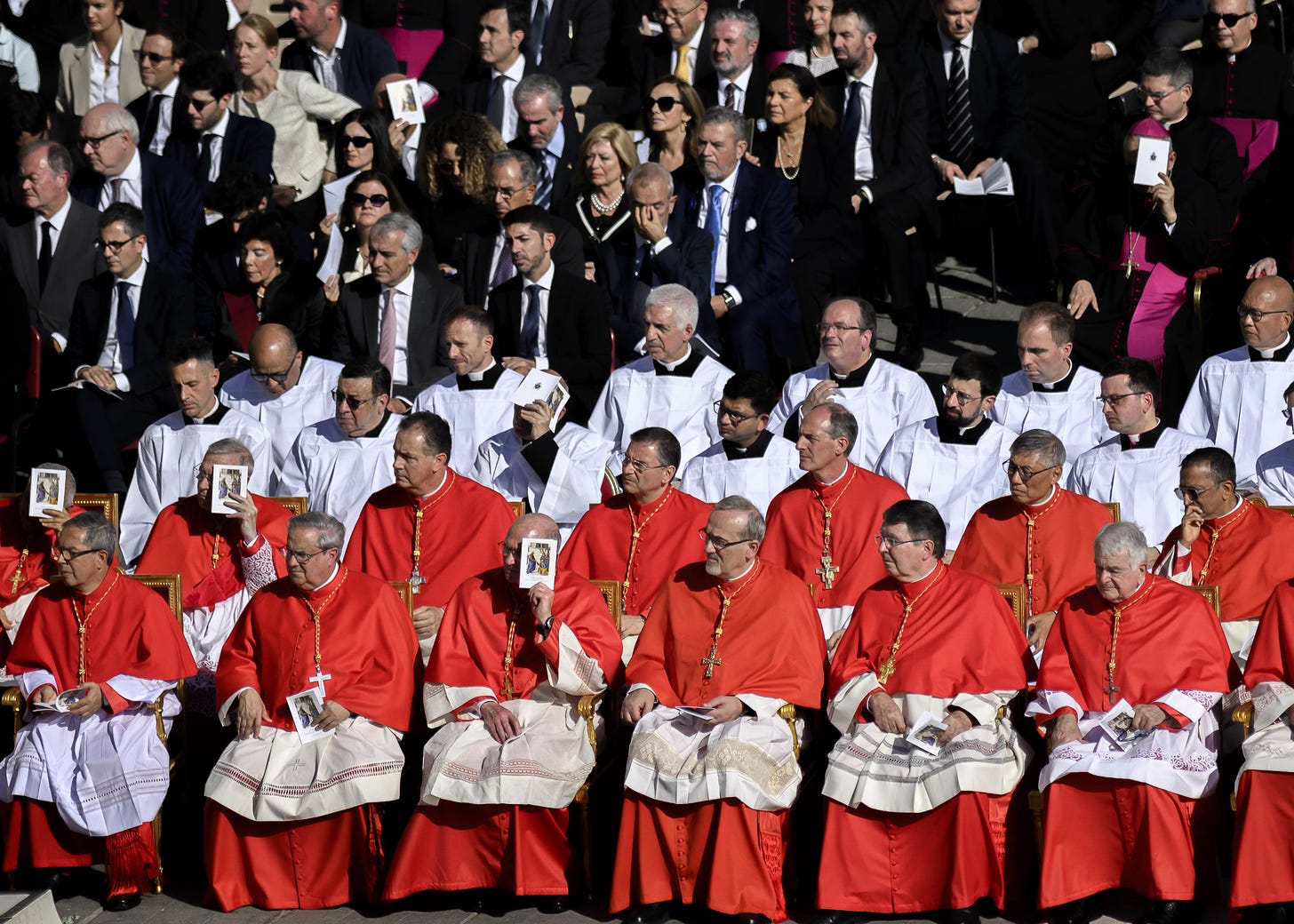 The cardinals sitting together. 