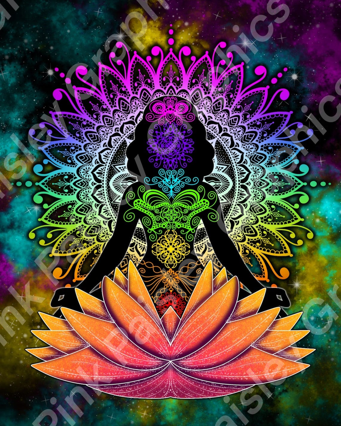 Zen Chakras  Meditation  Lotus Flower  Spiritual  Digital image 1